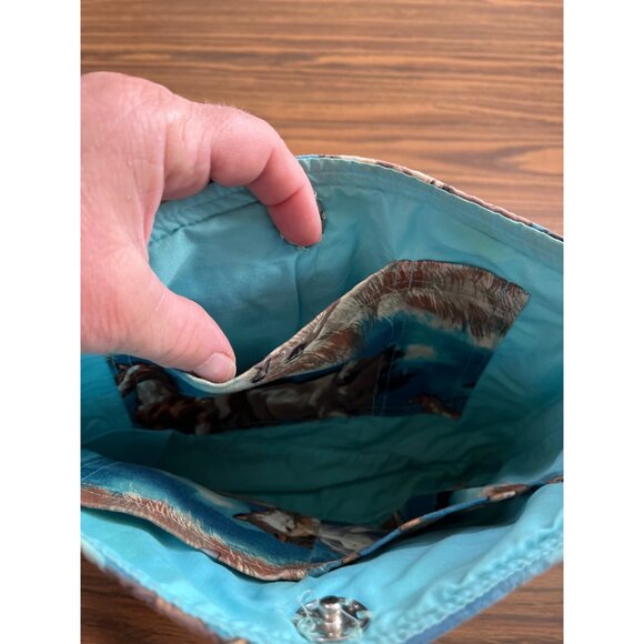 Blue shoulder bag with galloping horses - Picture 3 of 7